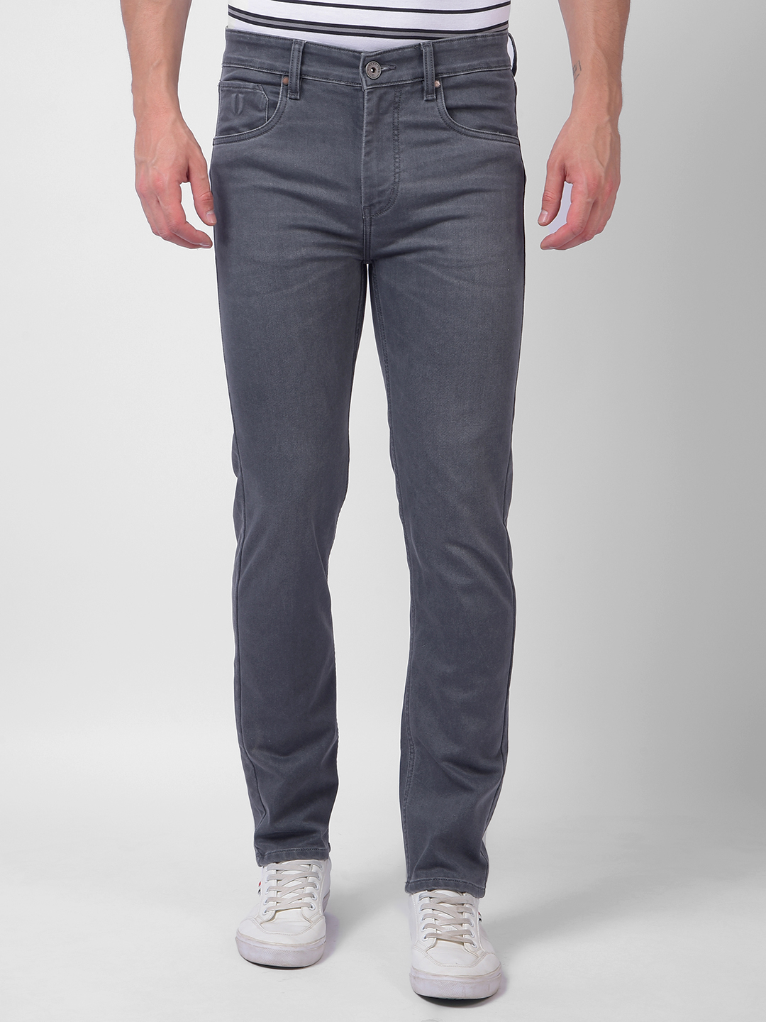 Numero Uno Men Dark Grey Slim Fit Sustainable Jeans